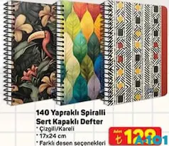 GIPTA 140 YAPRAKLI SPİRALLİ SERT KAPAKLI DEFTER 17X24 CM ÇİZGİLİ/KARELİ